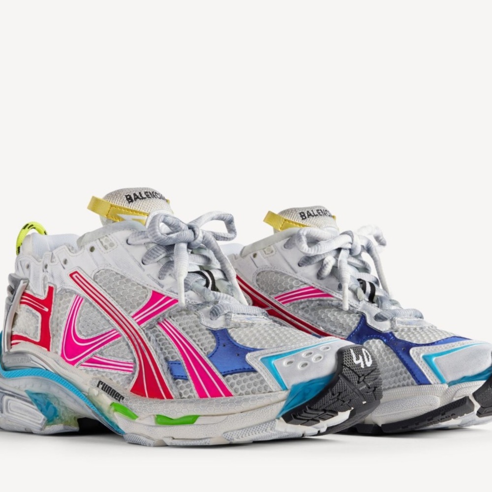 NIB Balenciaga Designer Running Multicolor Laces Sneakers